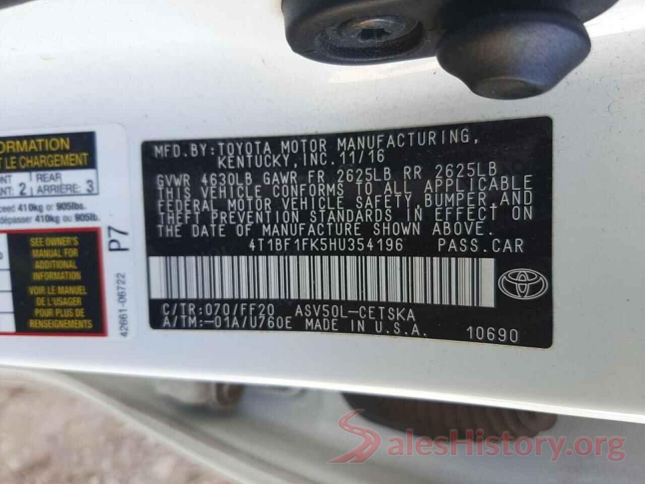 4T1BF1FK5HU354196 2017 TOYOTA CAMRY