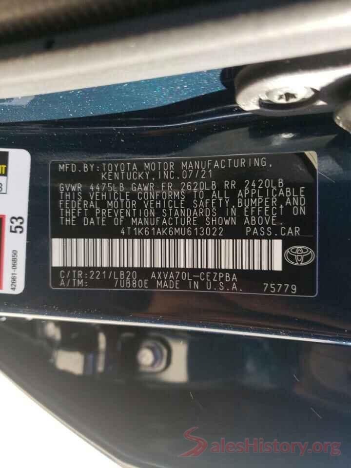 4T1K61AK6MU613022 2021 TOYOTA CAMRY