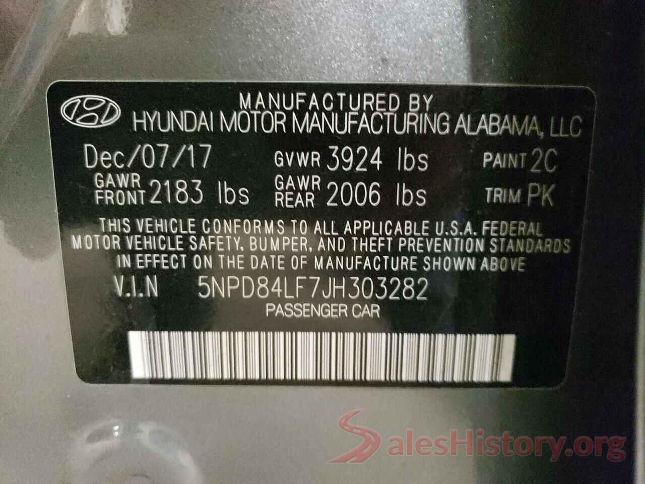 5NPD84LF7JH303282 2018 HYUNDAI ELANTRA