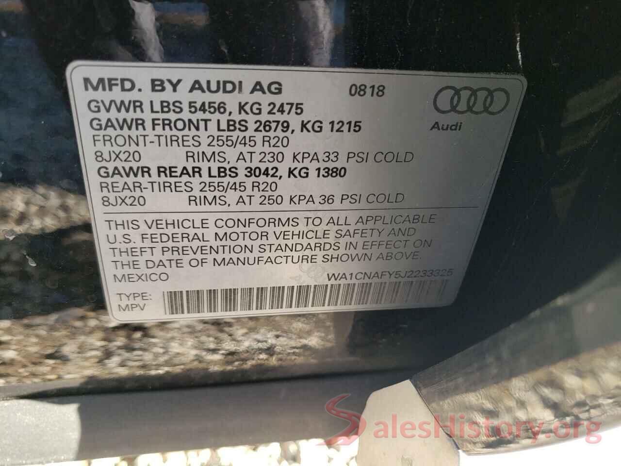 WA1CNAFY5J2233325 2018 AUDI Q5