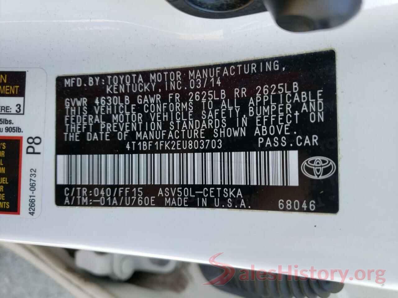 4T1BF1FK2EU803703 2014 TOYOTA CAMRY