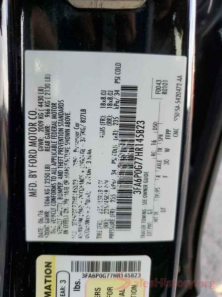 3FA6P0G77HR145823 2017 FORD FUSION