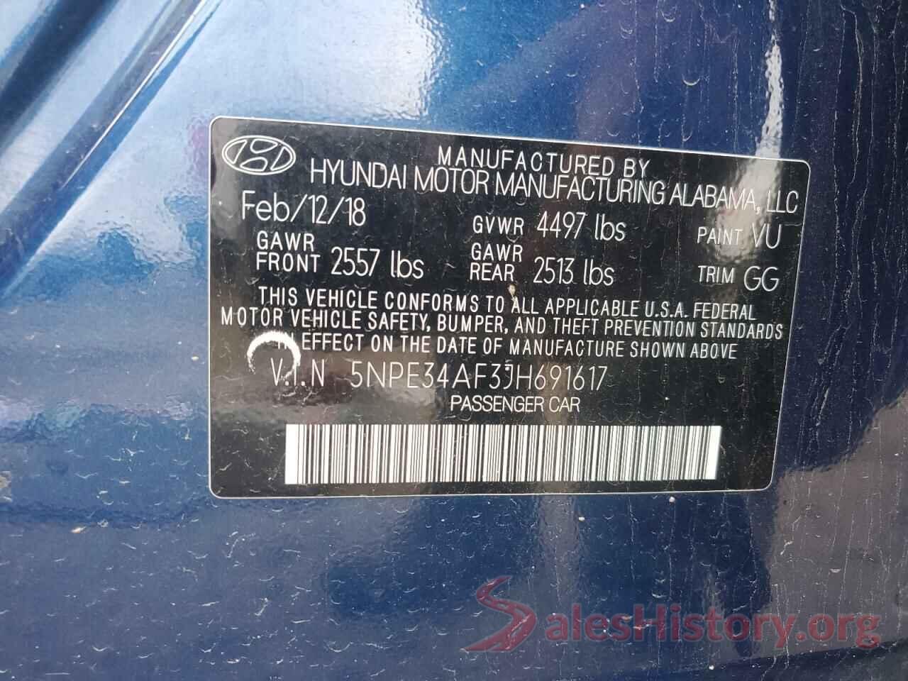 5NPE34AF3JH691617 2018 HYUNDAI SONATA