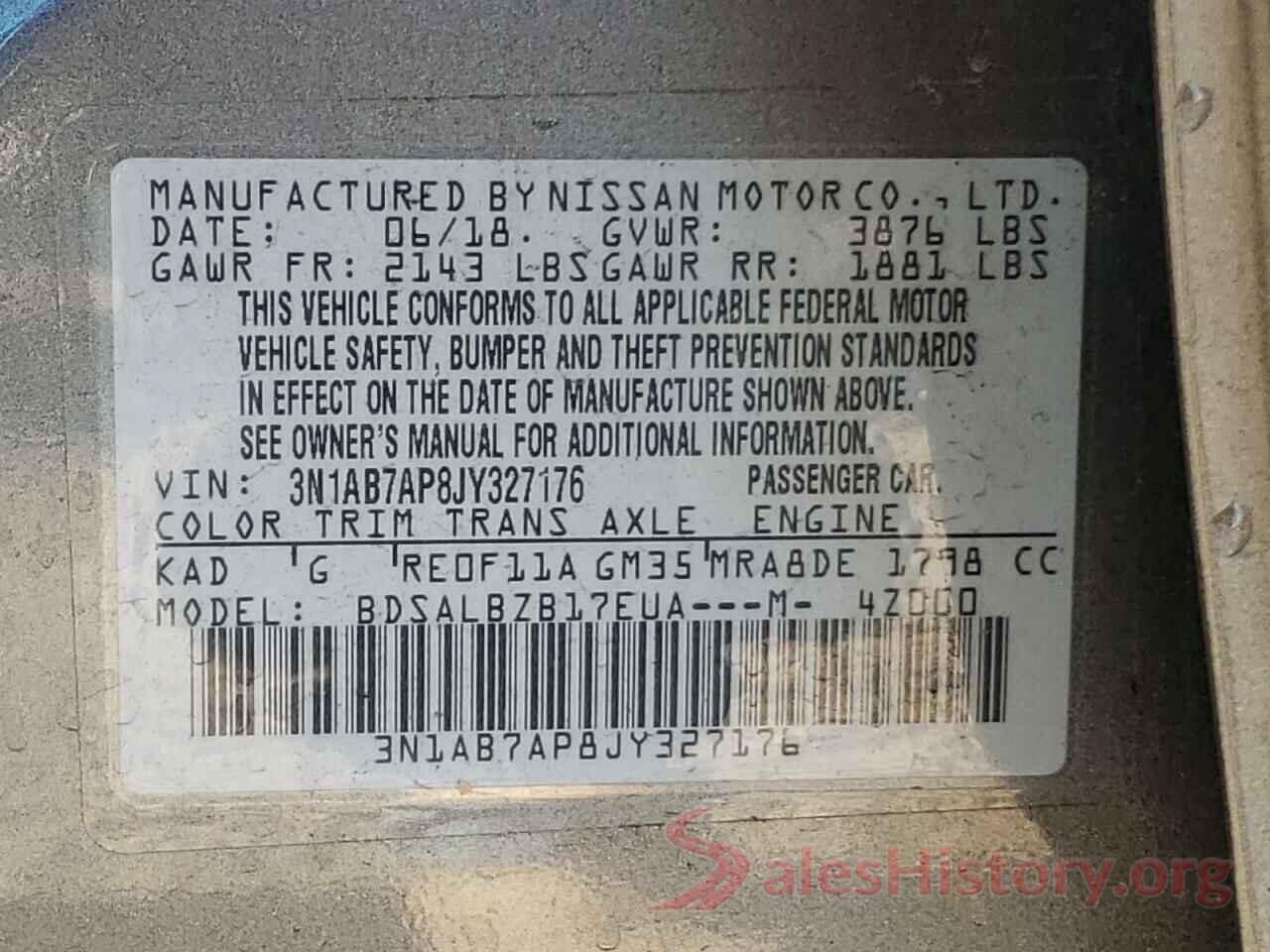 3N1AB7AP8JY327176 2018 NISSAN SENTRA