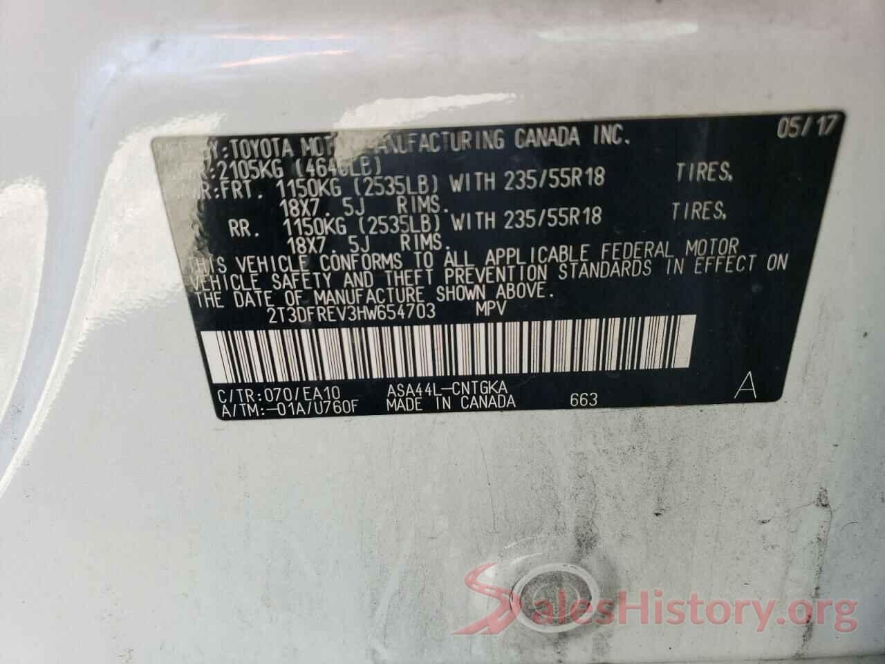 2T3DFREV3HW654703 2017 TOYOTA RAV4