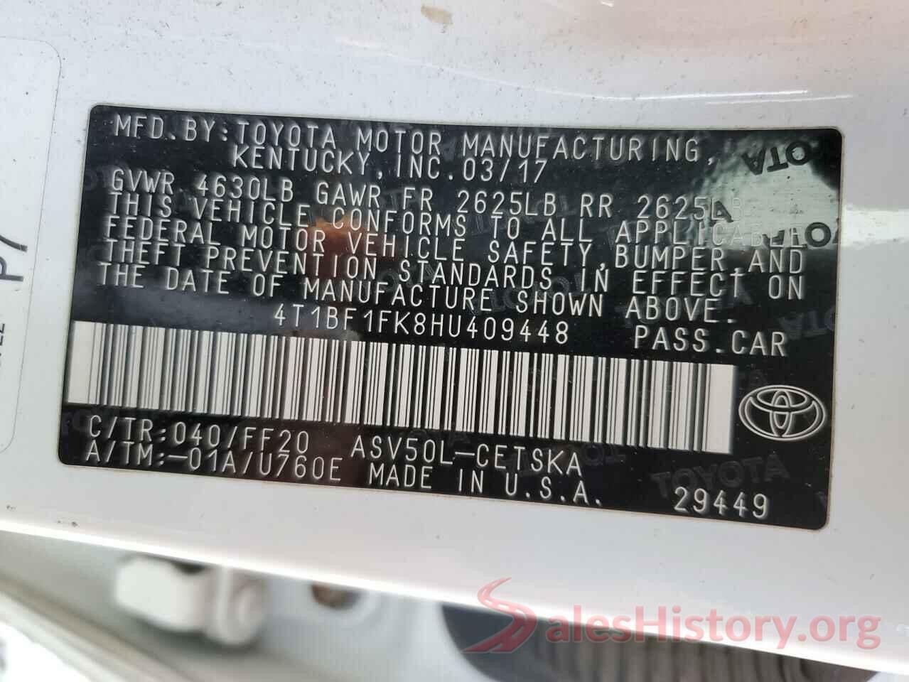 4T1BF1FK8HU409448 2017 TOYOTA CAMRY