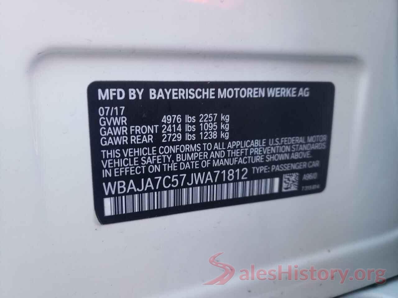 WBAJA7C57JWA71812 2018 BMW 5 SERIES