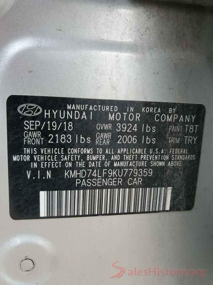 KMHD74LF9KU779359 2019 HYUNDAI ELANTRA