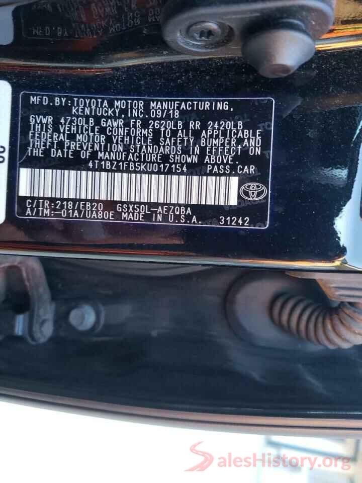 4T1BZ1FB5KU017154 2019 TOYOTA AVALON