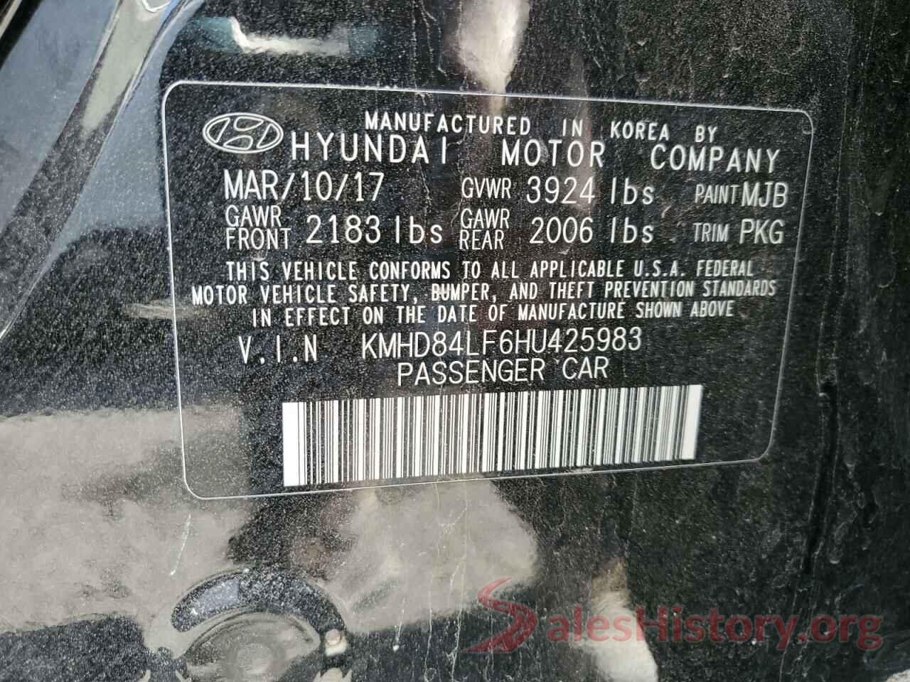 KMHD84LF6HU425983 2017 HYUNDAI ELANTRA