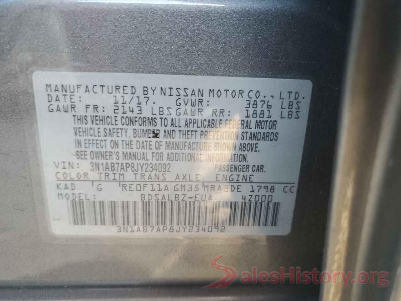 3N1AB7AP8JY234092 2018 NISSAN SENTRA