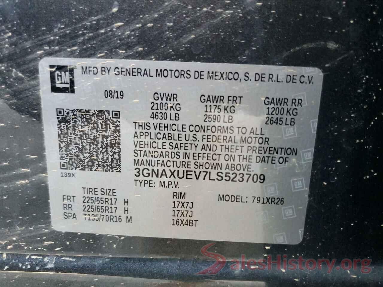 3GNAXUEV7LS523709 2020 CHEVROLET EQUINOX