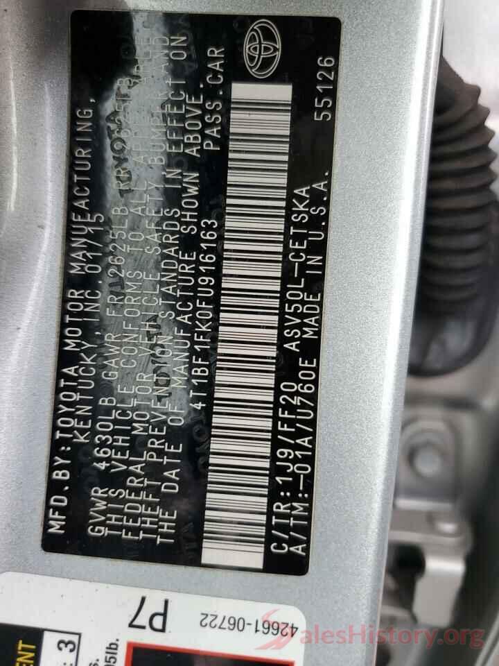 4T1BF1FK0FU916163 2015 TOYOTA CAMRY