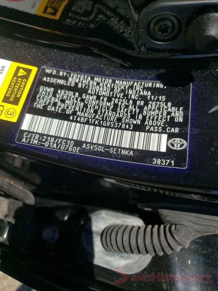 4T4BF1FK1GR537843 2016 TOYOTA CAMRY