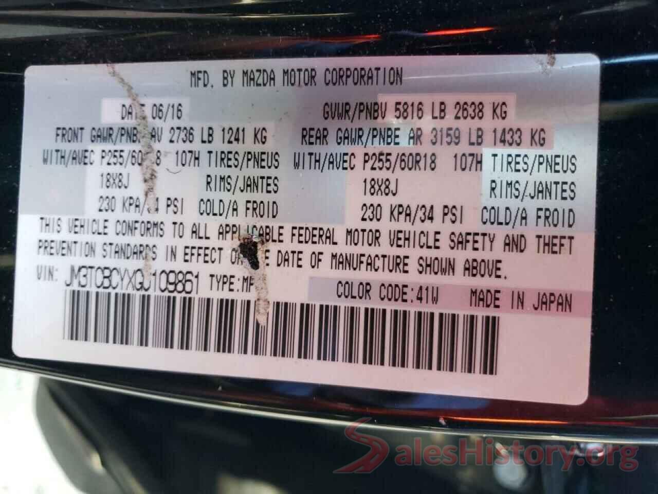 JM3TCBCYXG0109861 2016 MAZDA CX-9