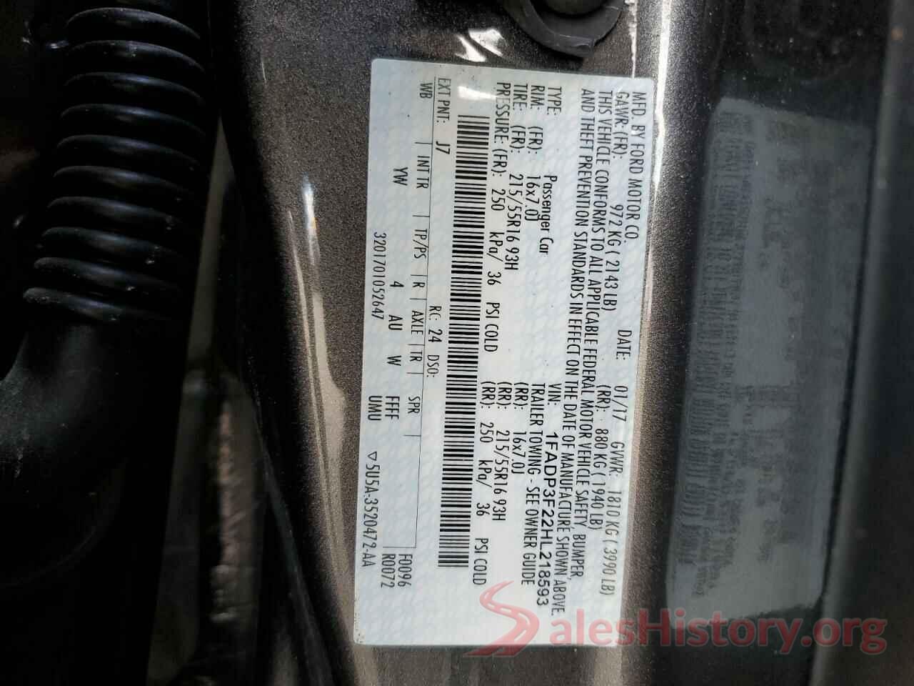 1FADP3F22HL218593 2017 FORD FOCUS