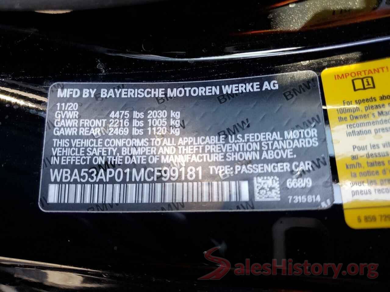 WBA53AP01MCF99181 2021 BMW 4 SERIES