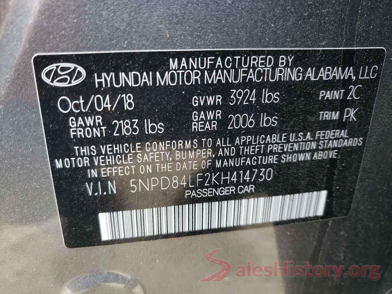 5NPD84LF2KH414730 2019 HYUNDAI ELANTRA