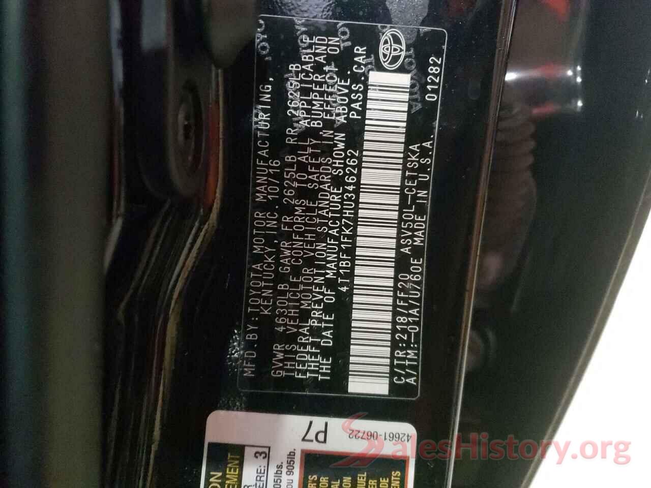 4T1BF1FK7HU346262 2017 TOYOTA CAMRY