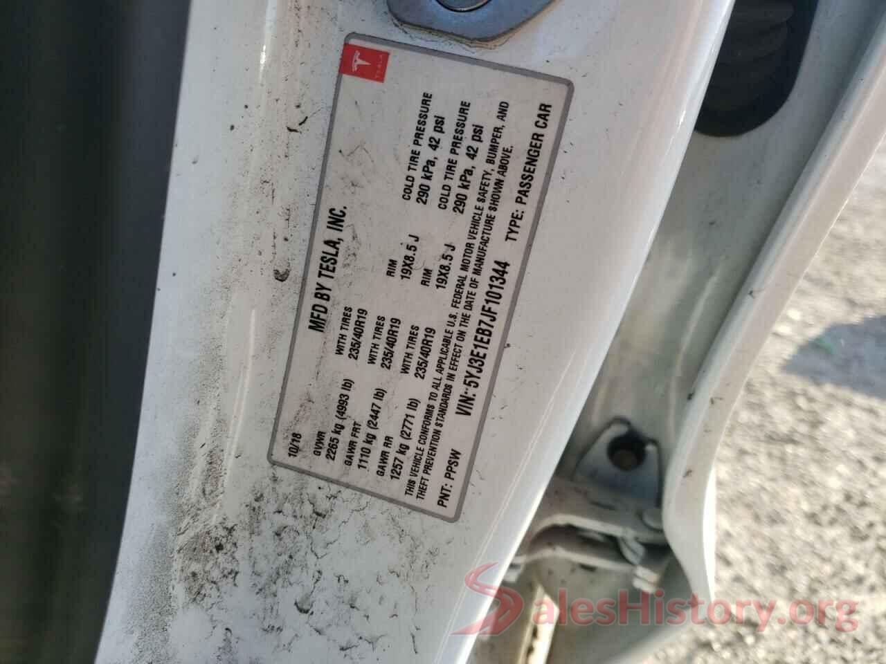 5YJ3E1EB7JF101344 2018 TESLA MODEL 3