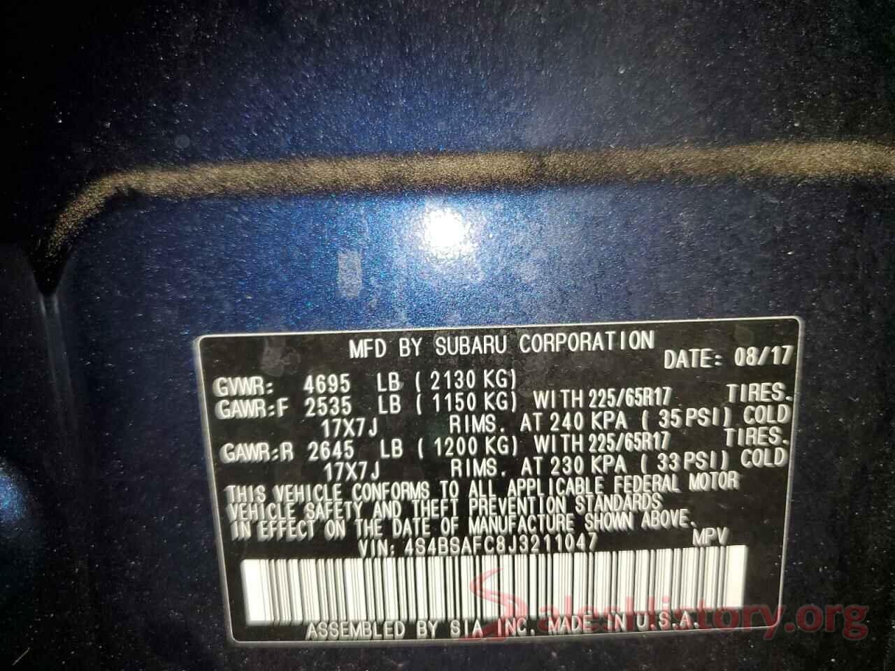 4S4BSAFC8J3211047 2018 SUBARU OUTBACK