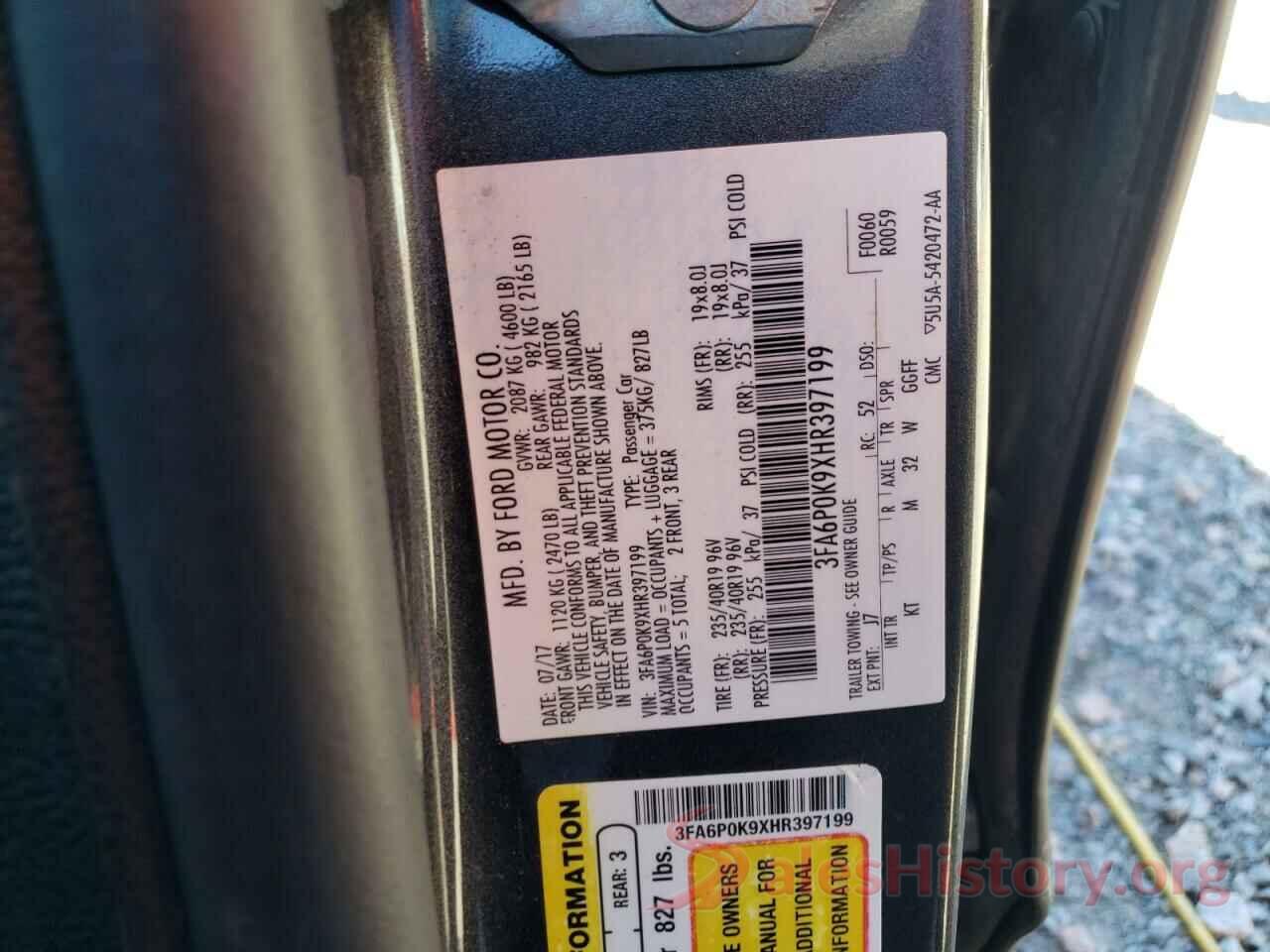 3FA6P0K9XHR397199 2017 FORD FUSION