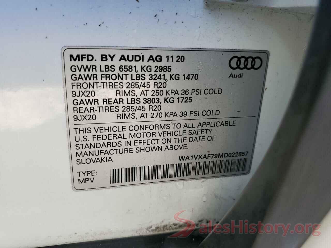 WA1VXAF79MD022857 2021 AUDI Q7