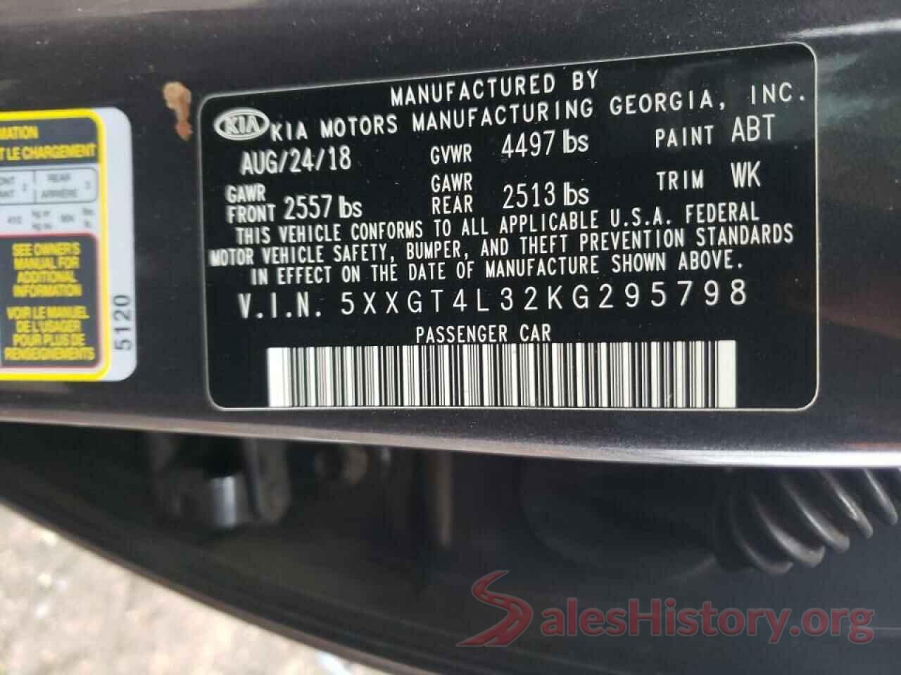 5XXGT4L32KG295798 2019 KIA OPTIMA