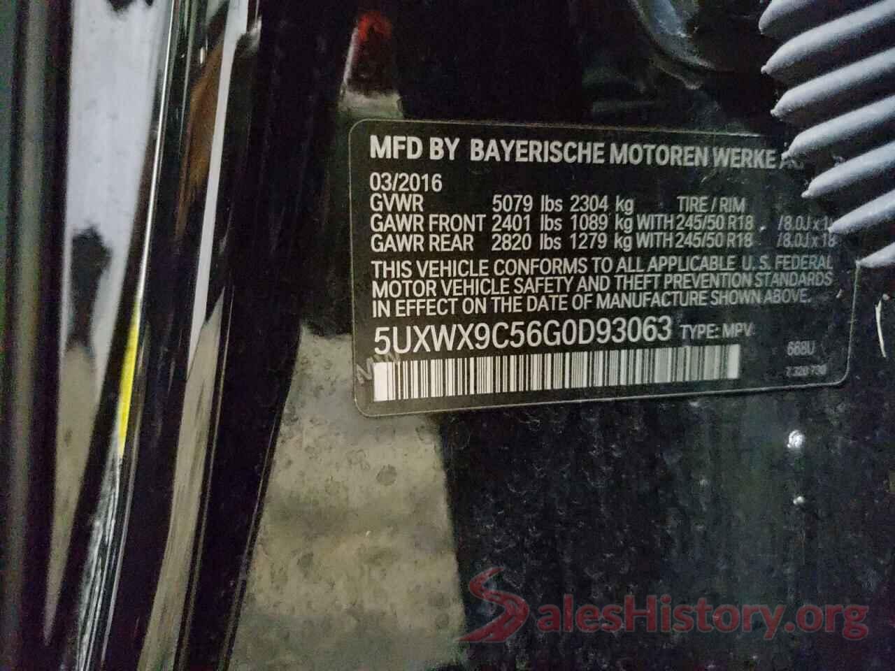 5UXWX9C56G0D93063 2016 BMW X3