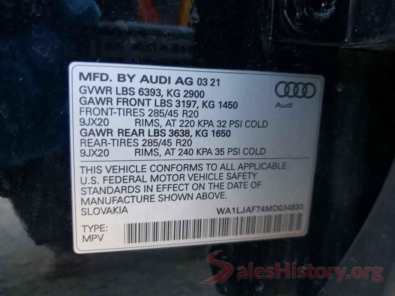 WA1LJAF74MD034830 2021 AUDI Q7