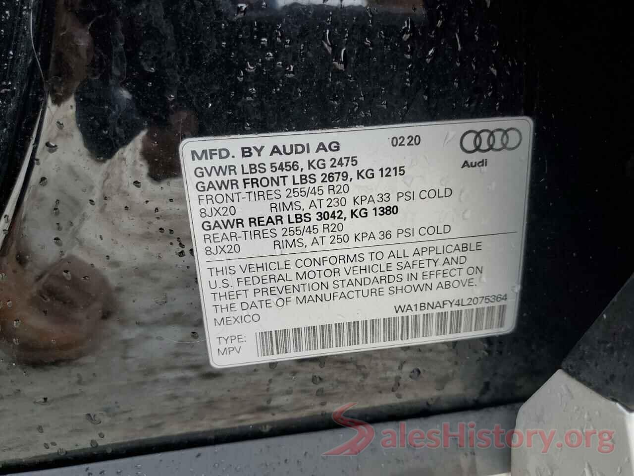 WA1BNAFY4L2075364 2020 AUDI Q5