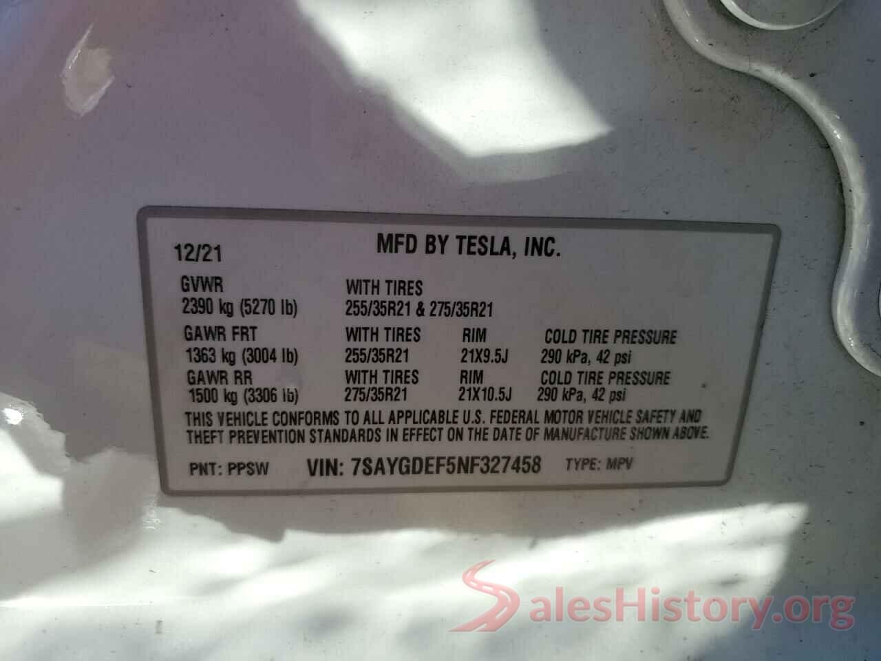 7SAYGDEF5NF327458 2022 TESLA MODEL Y