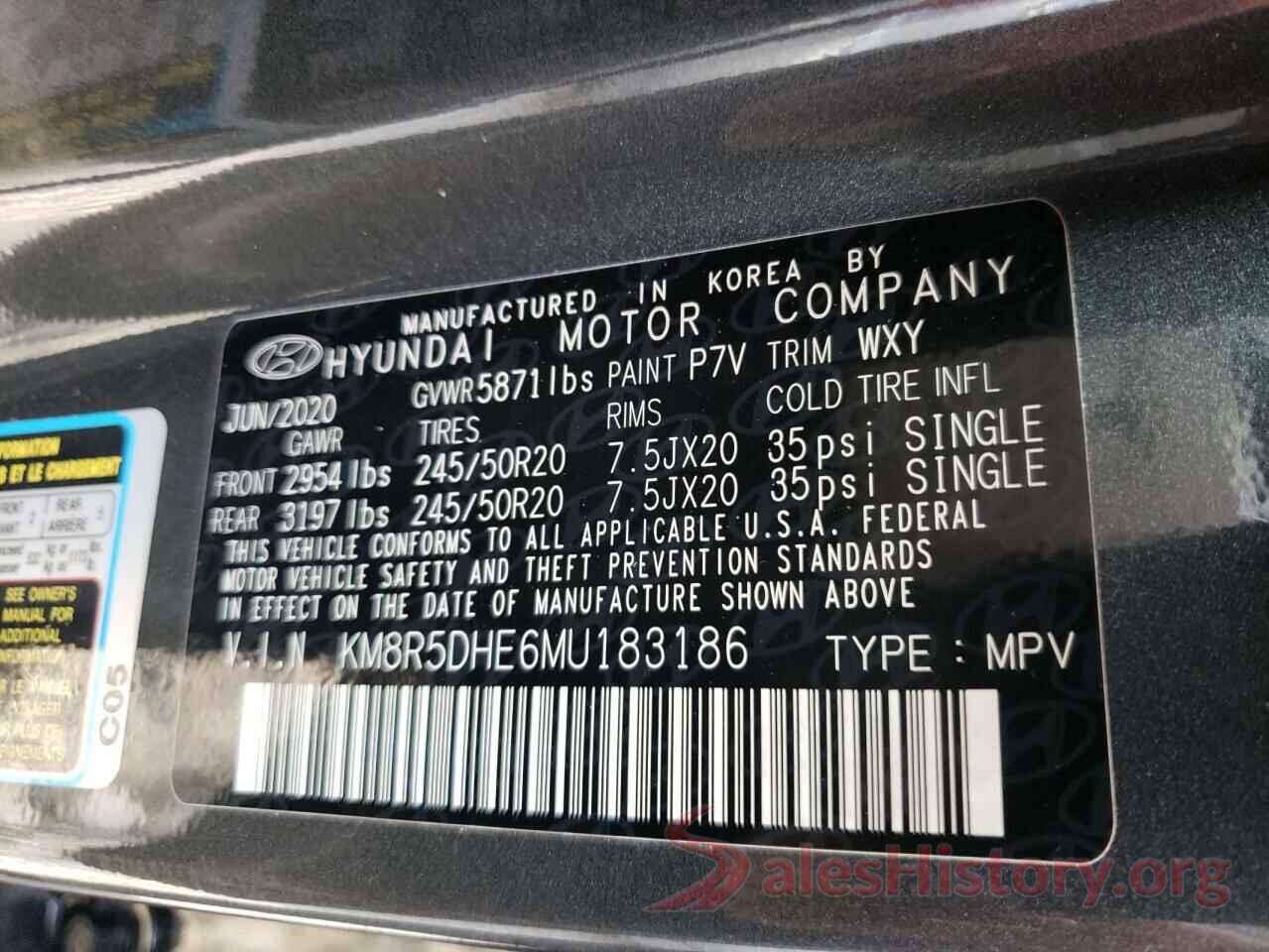 KM8R5DHE6MU183186 2021 HYUNDAI PALISADE