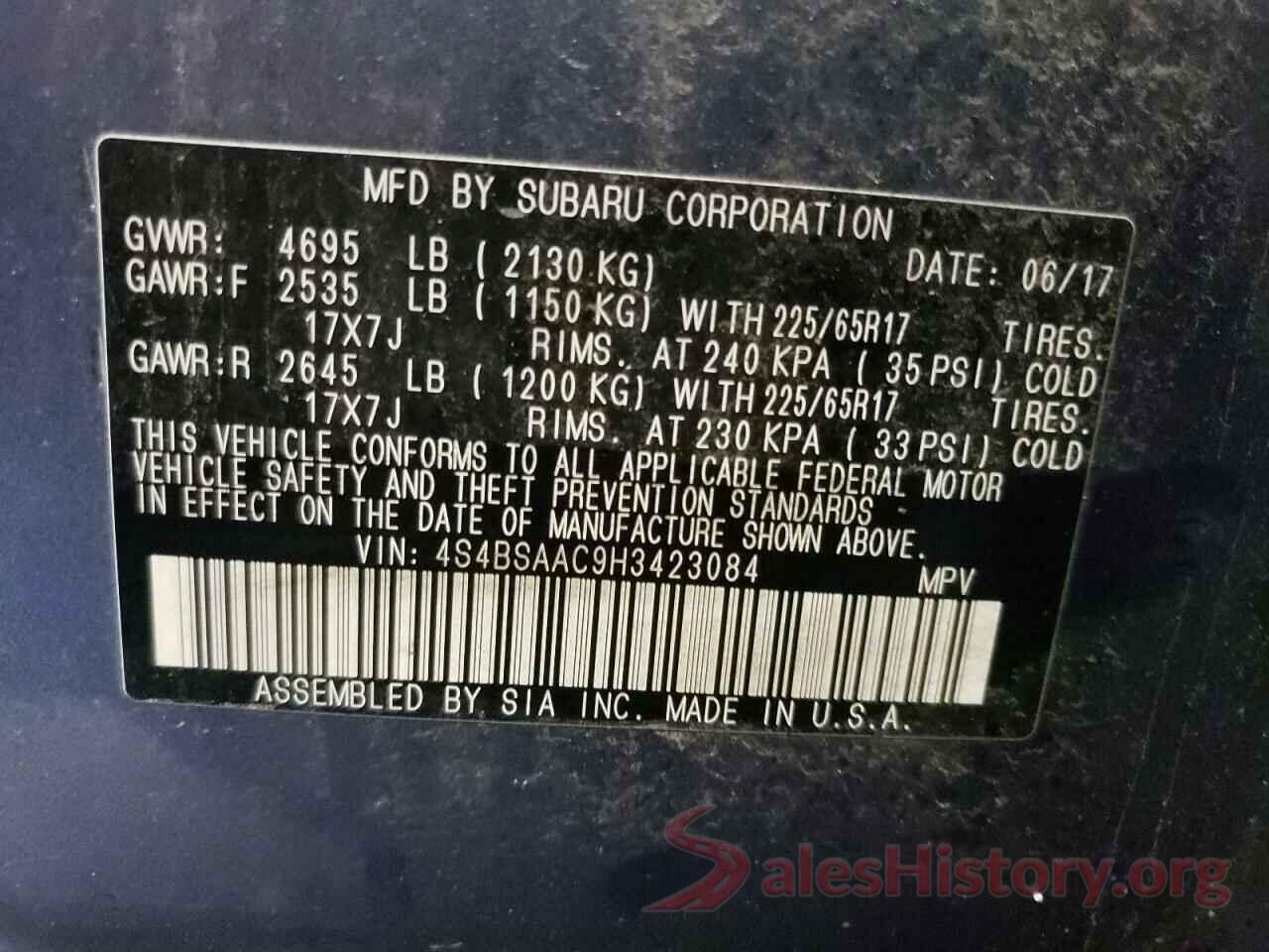 4S4BSAAC9H3423084 2017 SUBARU OUTBACK