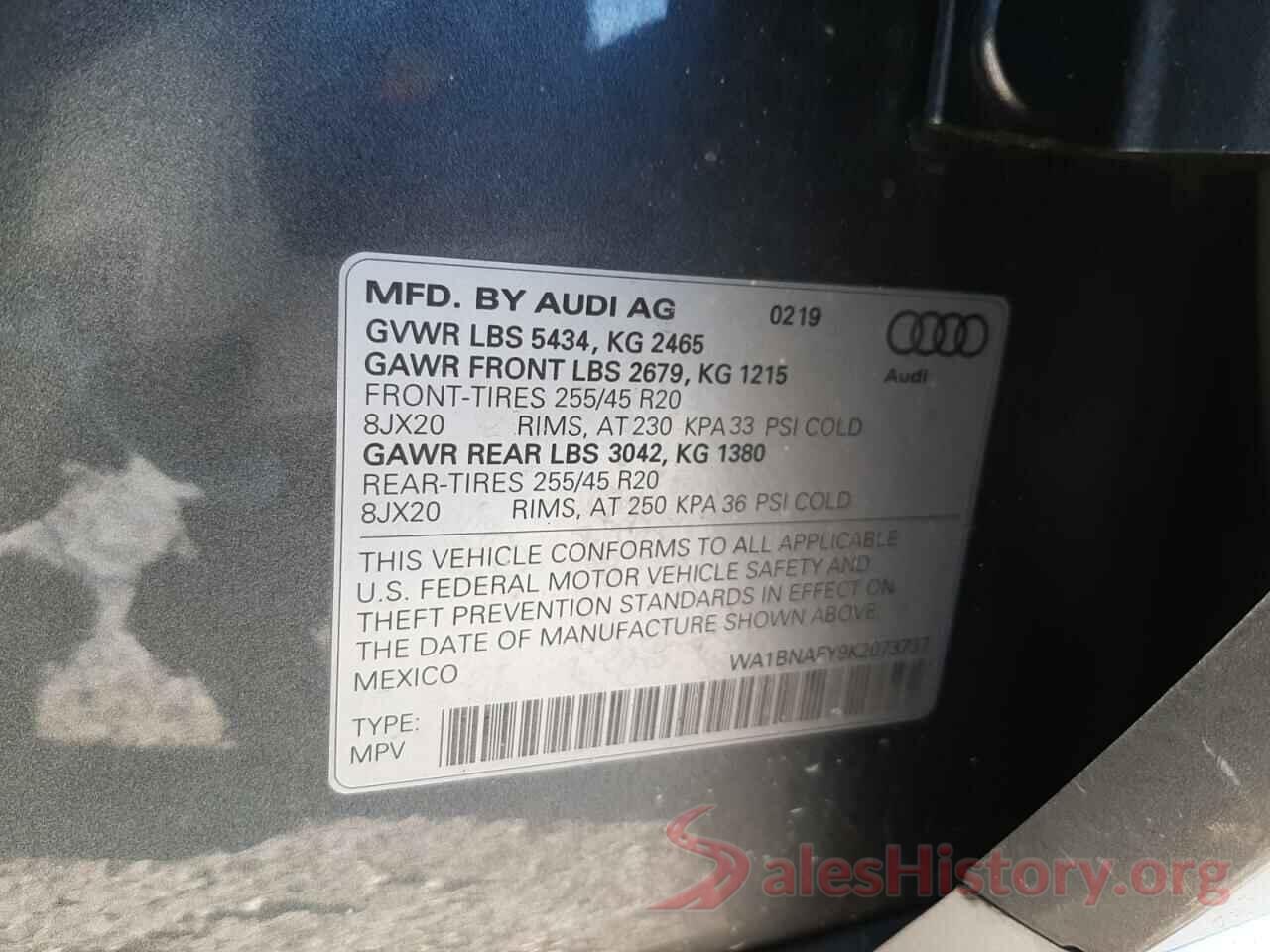 WA1BNAFY9K2073737 2019 AUDI Q5