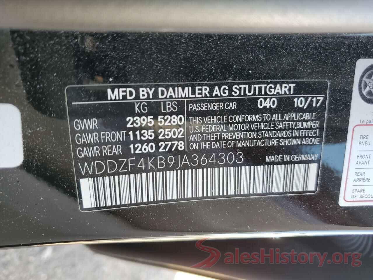 WDDZF4KB9JA364303 2018 MERCEDES-BENZ E-CLASS