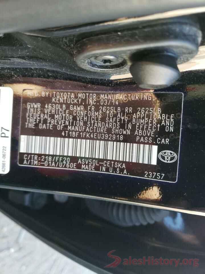 4T1BF1FK4EU392918 2014 TOYOTA CAMRY