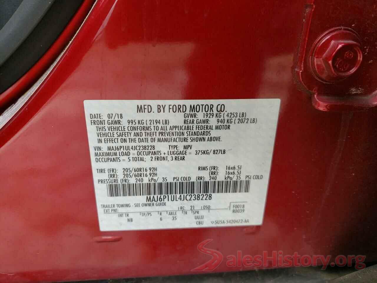 MAJ6P1UL4JC238228 2018 FORD ALL OTHER