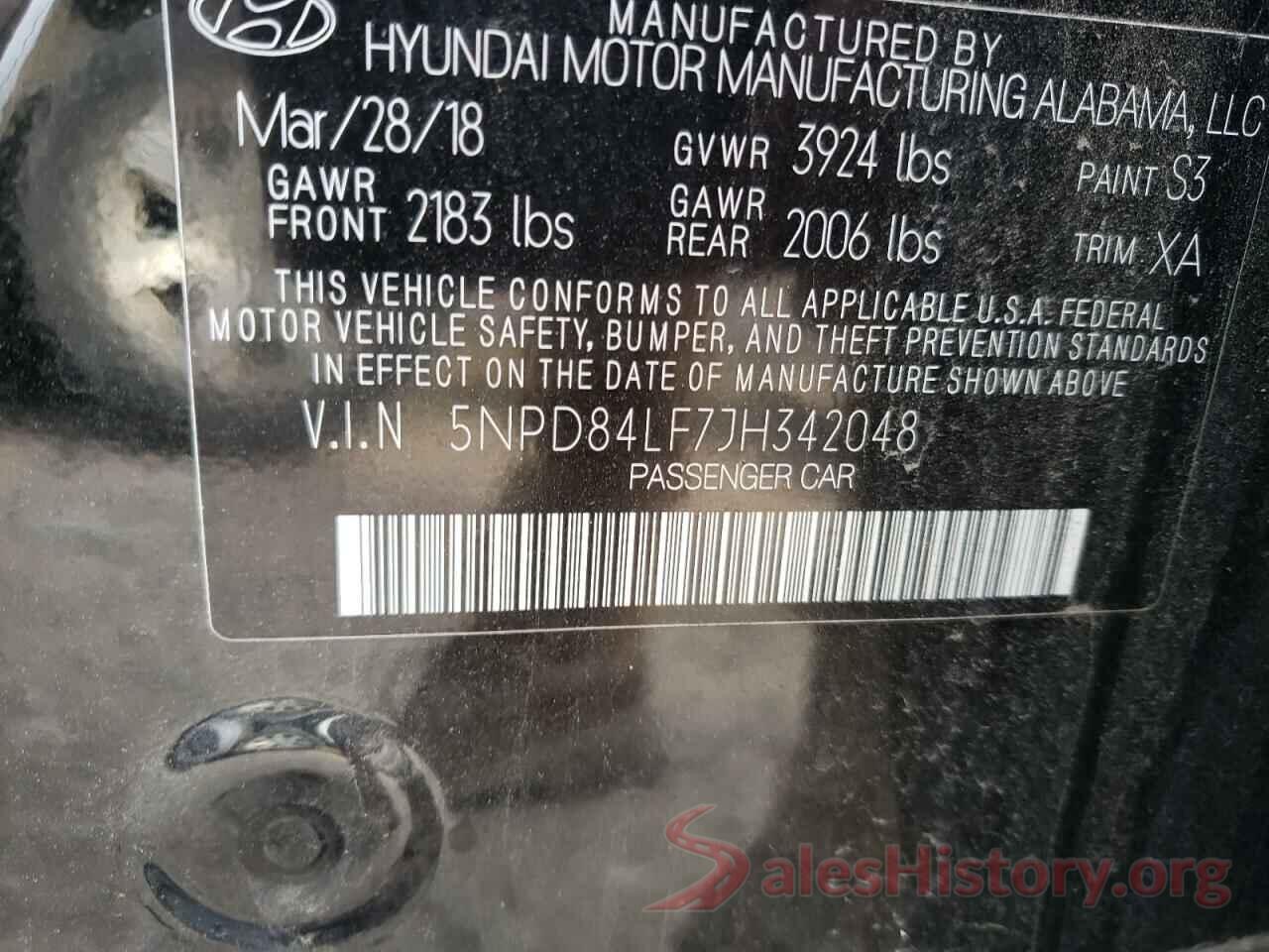 5NPD84LF7JH342048 2018 HYUNDAI ELANTRA