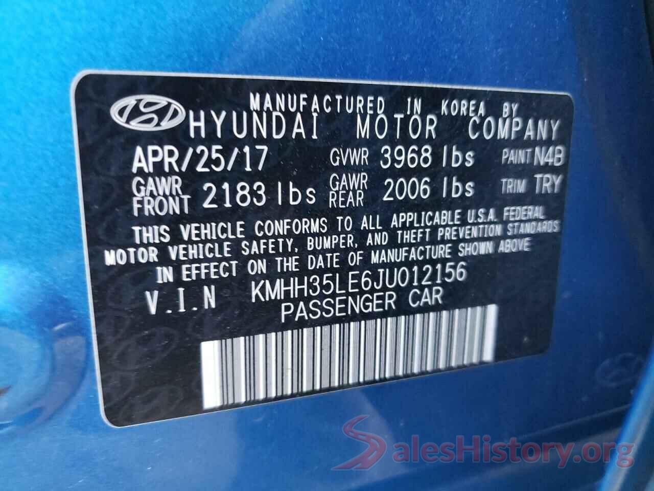 KMHH35LE6JU012156 2018 HYUNDAI ELANTRA