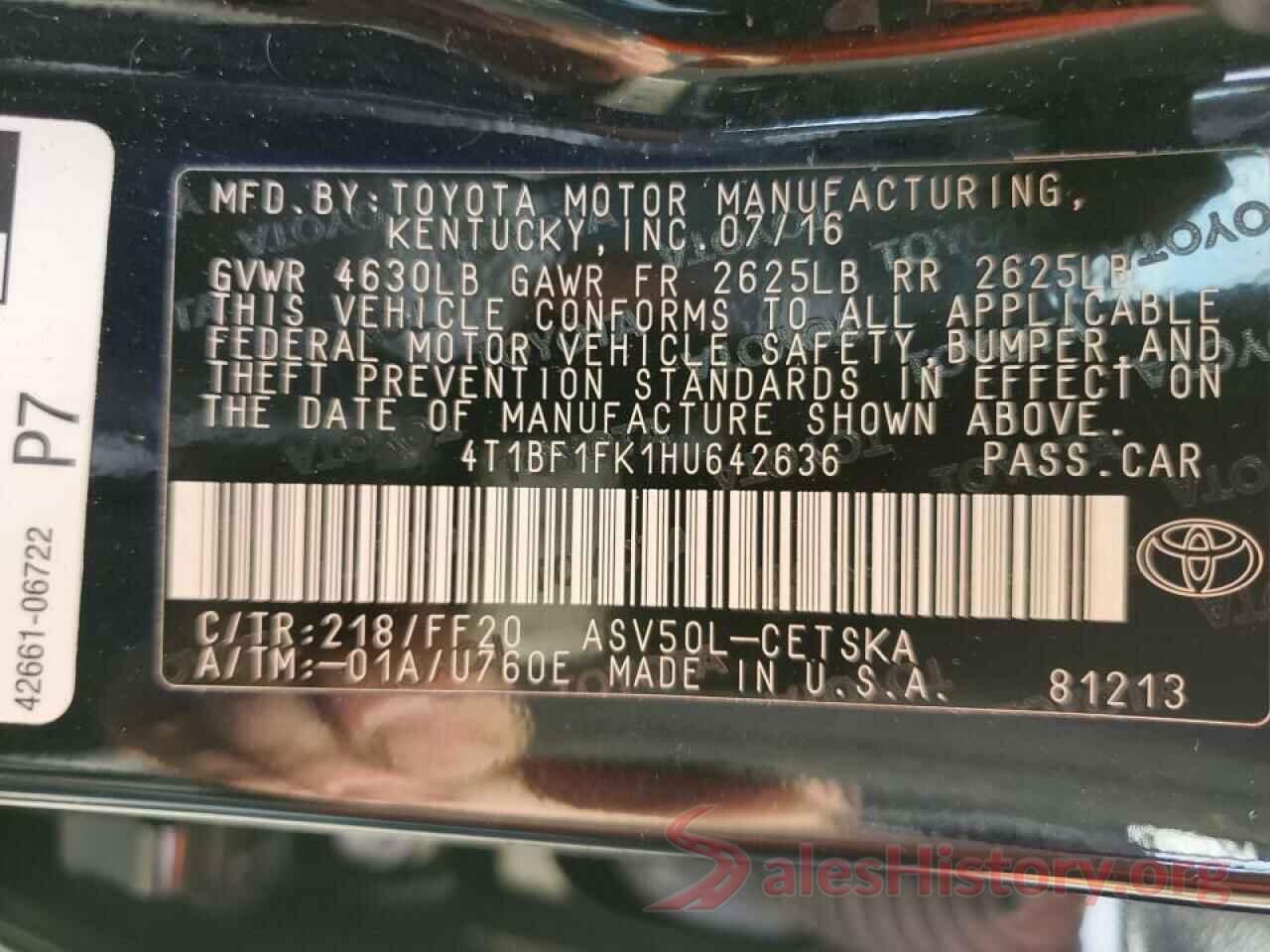 4T1BF1FK1HU642636 2017 TOYOTA CAMRY