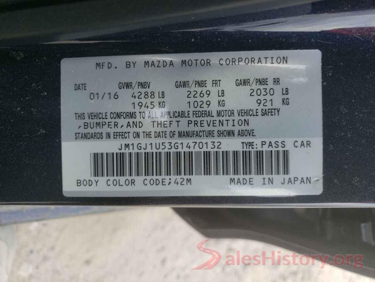 JM1GJ1U53G1470132 2016 MAZDA 6