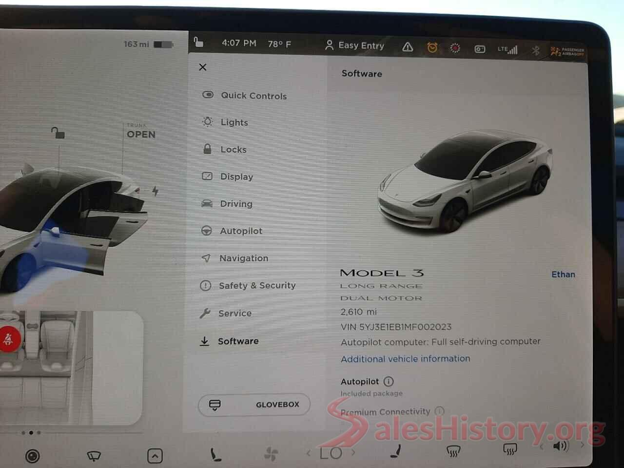 5YJ3E1EB1MF002023 2021 TESLA MODEL 3