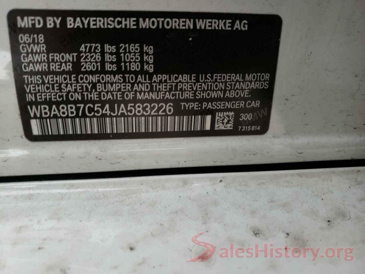 WBA8B7C54JA583226 2018 BMW 3 SERIES