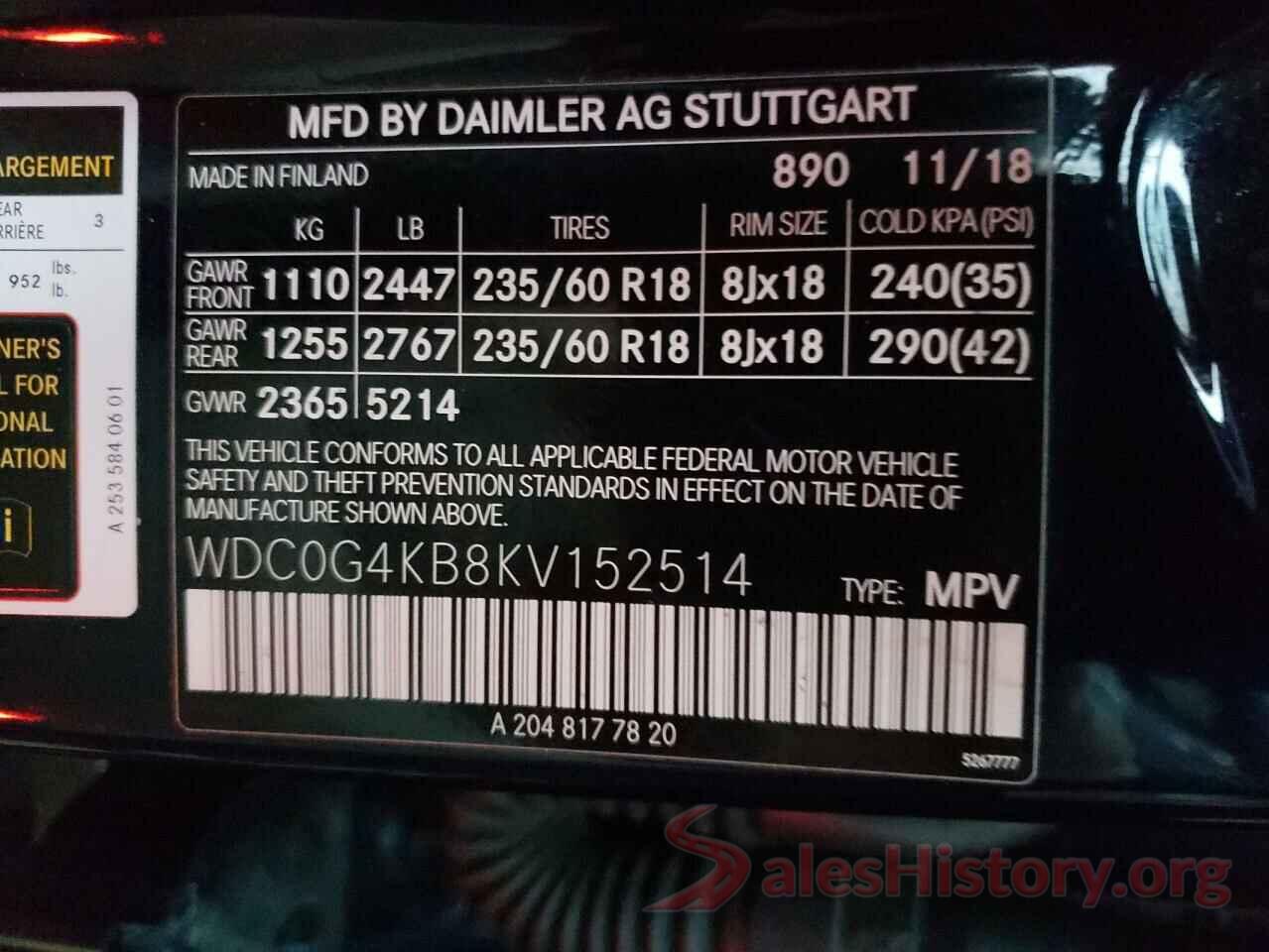 WDC0G4KB8KV152514 2019 MERCEDES-BENZ GLC-CLASS