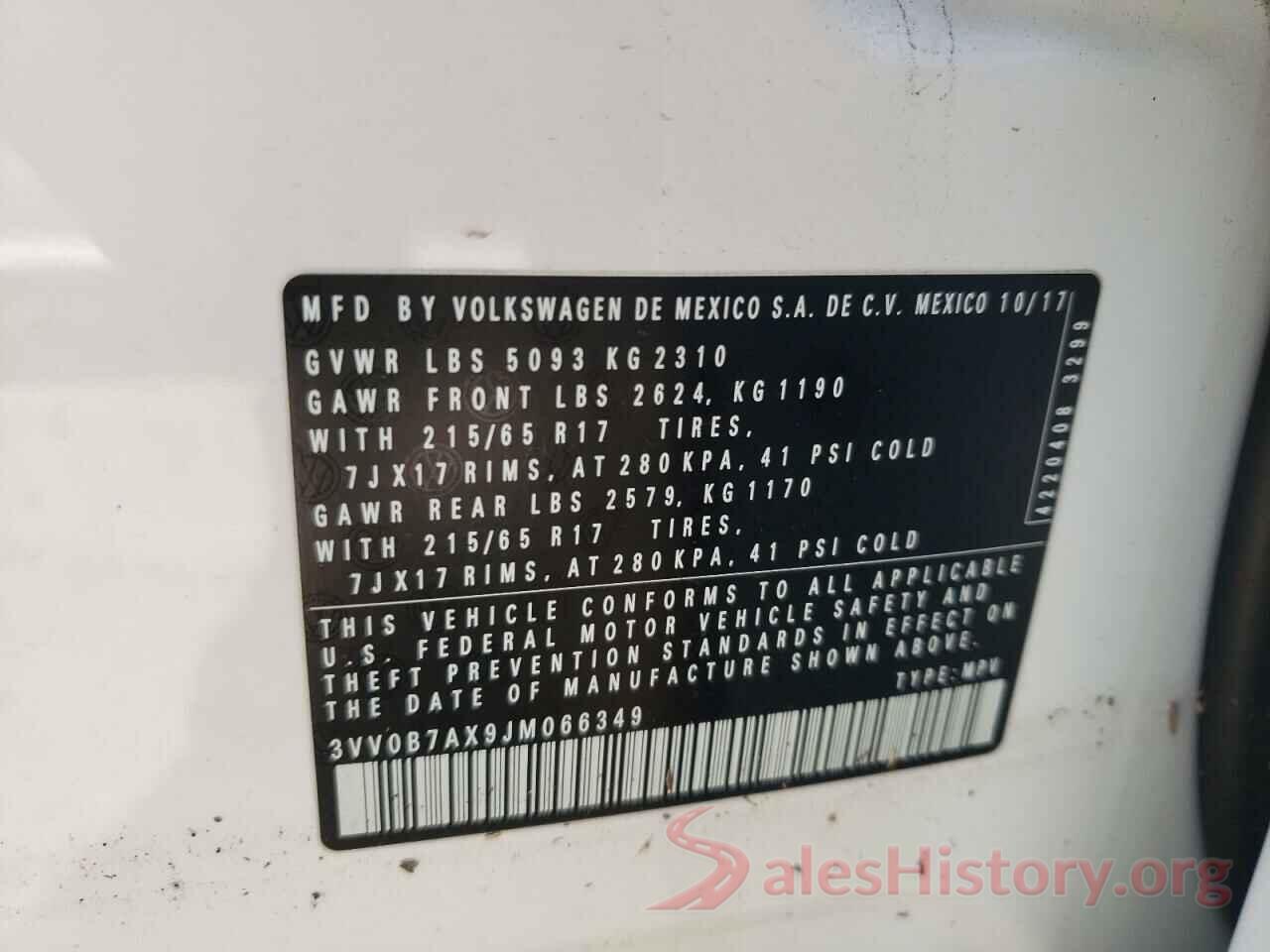 3VV0B7AX9JM066349 2018 VOLKSWAGEN TIGUAN