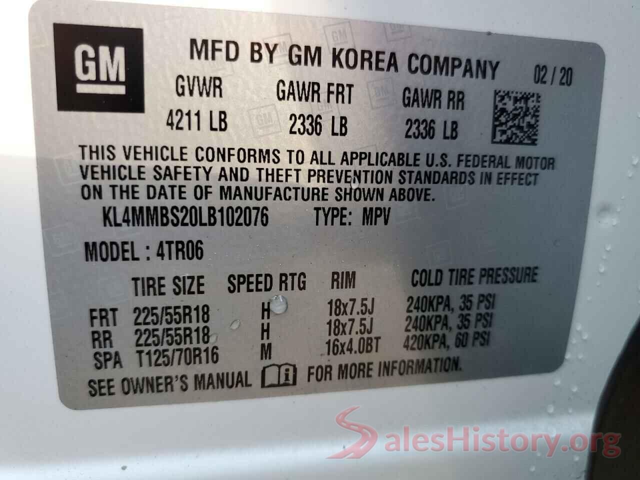 KL4MMBS20LB102076 2020 BUICK ENCORE