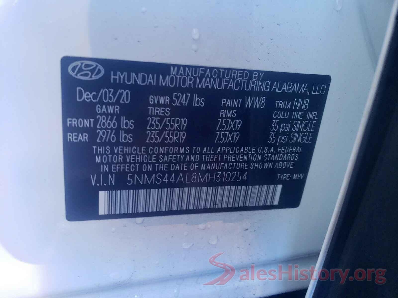 5NMS44AL8MH310254 2021 HYUNDAI SANTA FE