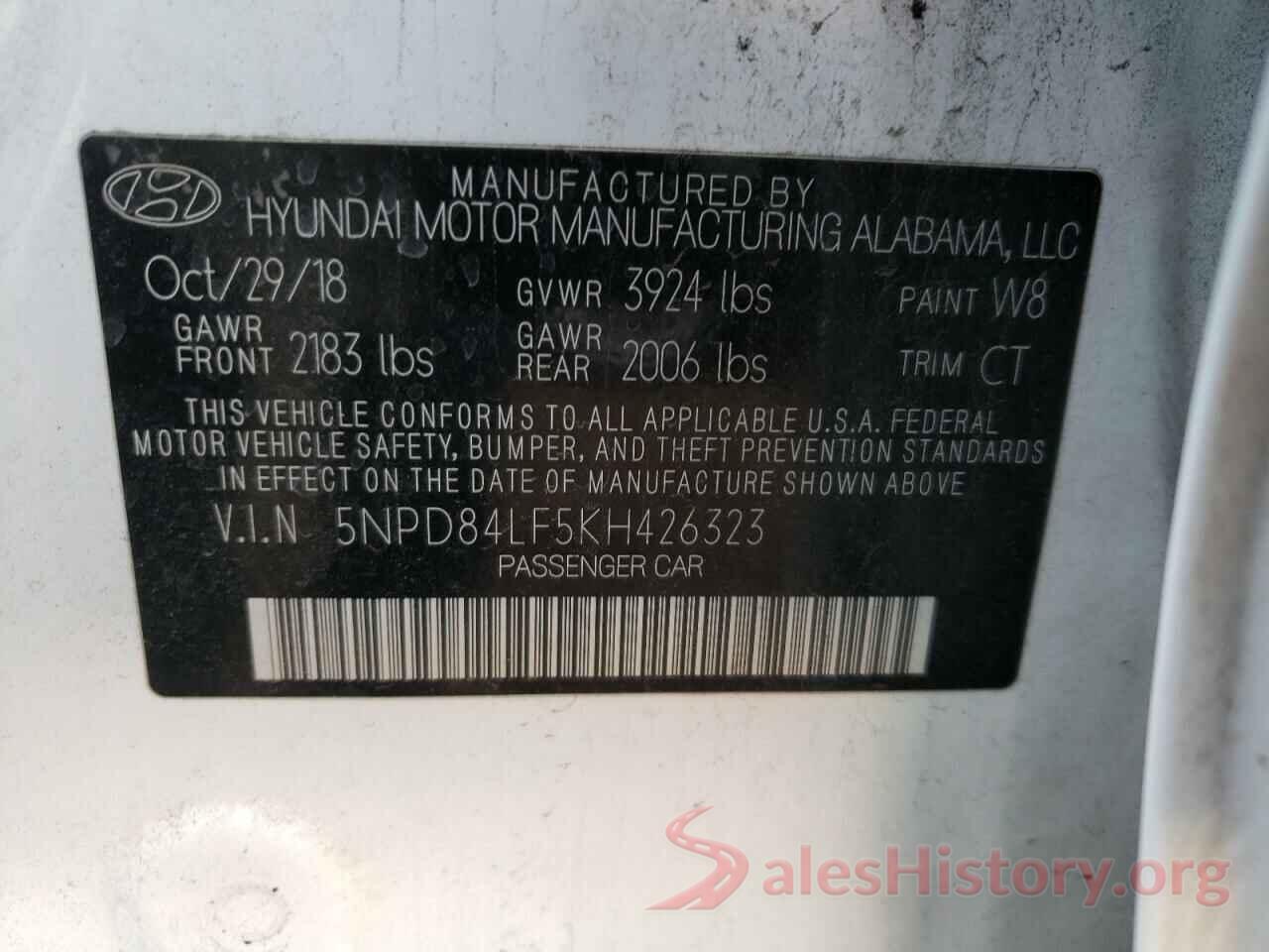 5NPD84LF5KH426323 2019 HYUNDAI ELANTRA