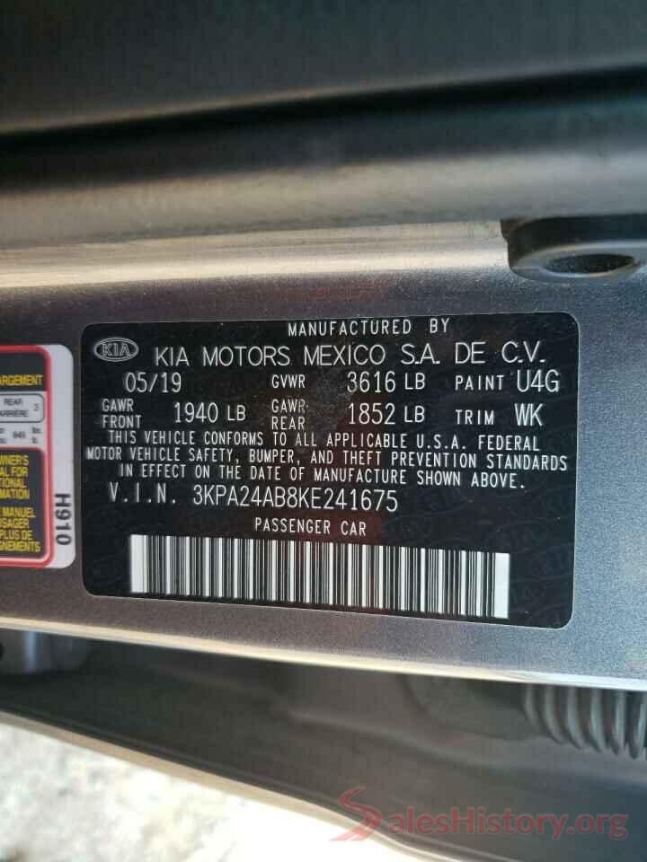 3KPA24AB8KE241675 2019 KIA RIO